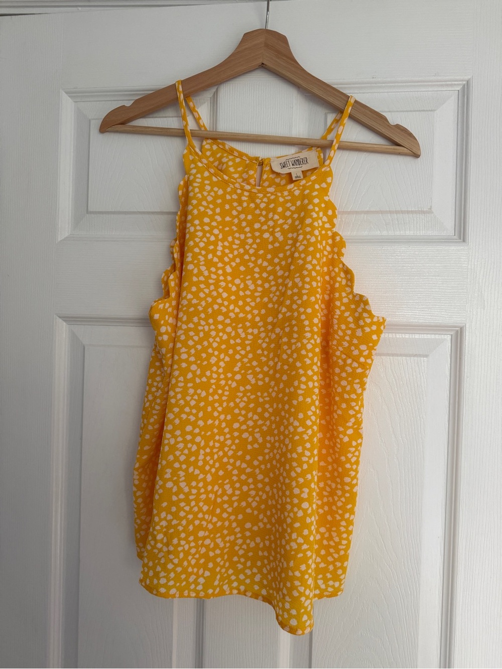 Sweet Wanderer Yellow White Spotted Halter Camisole